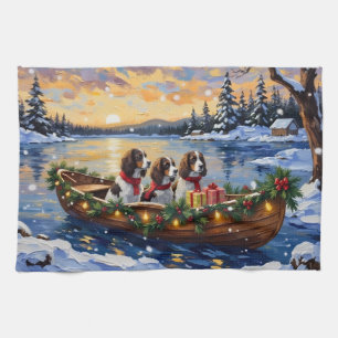 Springer Spaniel Christmas Boat Holiday Kitchen Towel