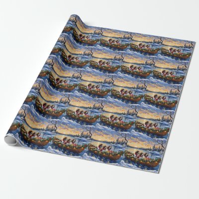 Springer Spaniel Christmas Boat Holiday Wrapping Paper
