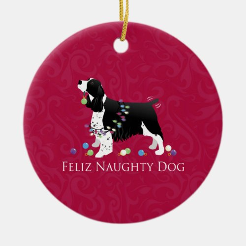 Springer Spaniel Christmas Design Ceramic Ornament