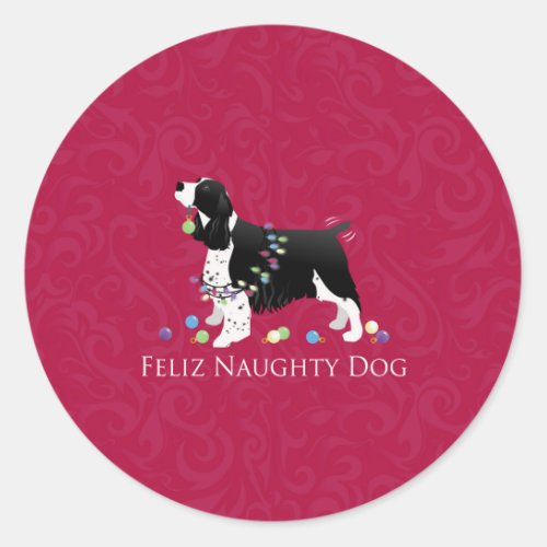 Springer Spaniel Christmas Design Classic Round Sticker