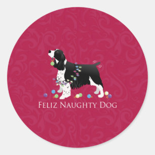 Springer Spaniel Christmas Design Classic Round Sticker
