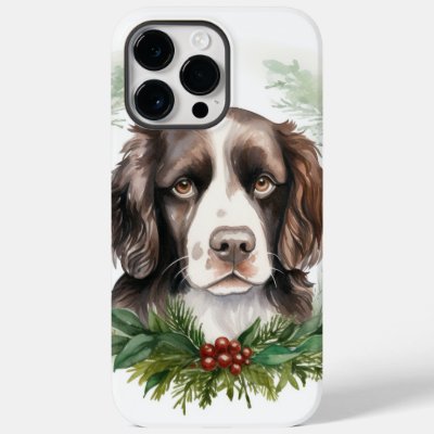 Springer spaniel Christmas Wreath Festive Pup Case-Mate iPhone 14 Pro Max Case
