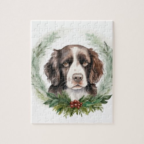 Springer spaniel Christmas Wreath Festive Pup Jigsaw Puzzle