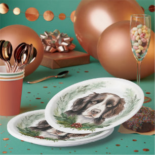 Springer spaniel Christmas Wreath Festive Pup Paper Plates