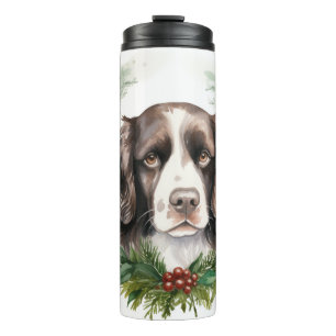 Springer spaniel Christmas Wreath Festive Pup Thermal Tumbler