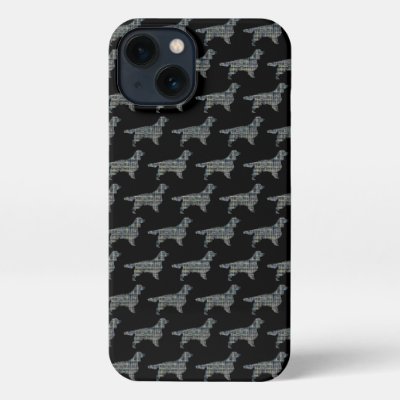 Springer Spaniel Cute Dog Silhouette Grid Black iPhone 13 Case