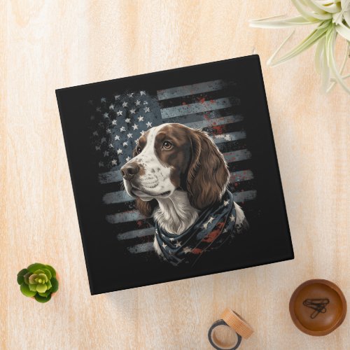 Springer Spaniel Dog American Flag 3 Ring Binder