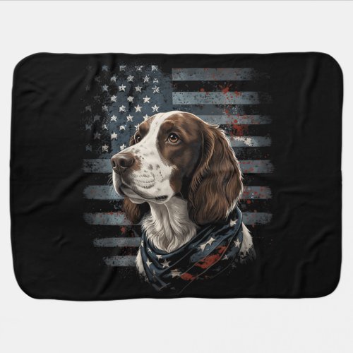 Springer Spaniel Dog American Flag Baby Blanket