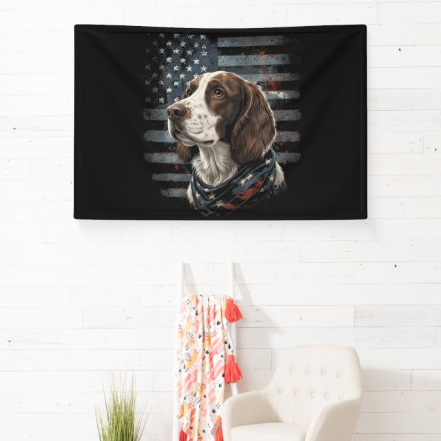 Springer Spaniel Dog American Flag Banner (Insitu)