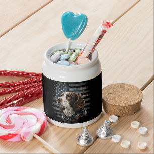Springer Spaniel Dog American Flag Candy Jar