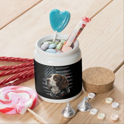 Springer Spaniel Dog American Flag Candy Jar