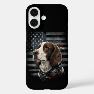 Springer Spaniel Dog American Flag iPhone 16 Case
