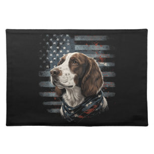 Springer Spaniel Dog American Flag Cloth Placemat