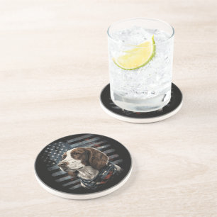 Springer Spaniel Dog American Flag Coaster