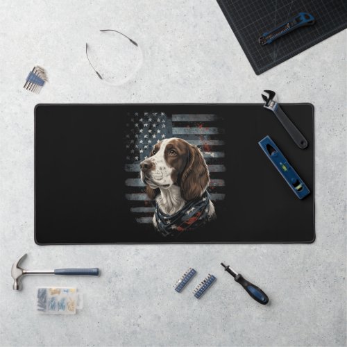 Springer Spaniel Dog American Flag Desk Mat