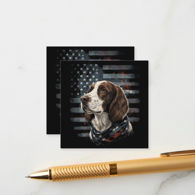 Springer Spaniel Dog American Flag Enclosure Card (Front/Back In Situ)