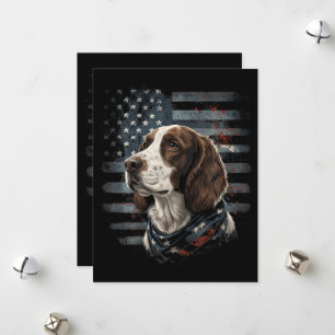 Springer Spaniel Dog American Flag Holiday Card
