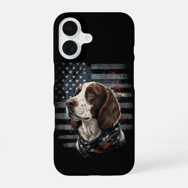 Springer Spaniel Dog American Flag Iphone Case (Back)