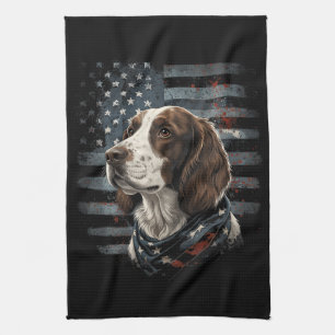 Springer Spaniel Dog American Flag Kitchen Towel