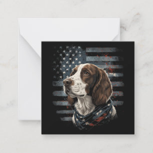 Springer Spaniel Dog American Flag Note Card