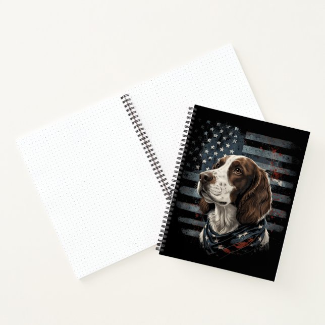 Springer Spaniel Dog American Flag Notebook (Inside)