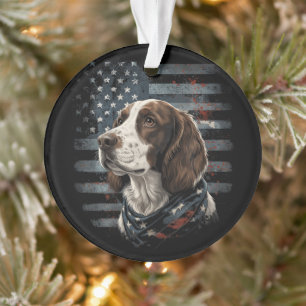 Springer Spaniel Dog American Flag Ornament