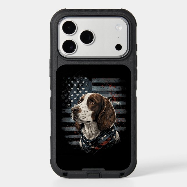 Springer Spaniel Dog American Flag Otterbox iPhone Case (Back)