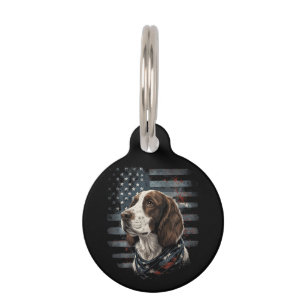 Springer Spaniel Dog American Flag Pet ID Tag
