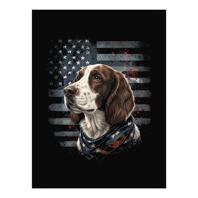 Springer Spaniel Dog American Flag Photo Print (Front)