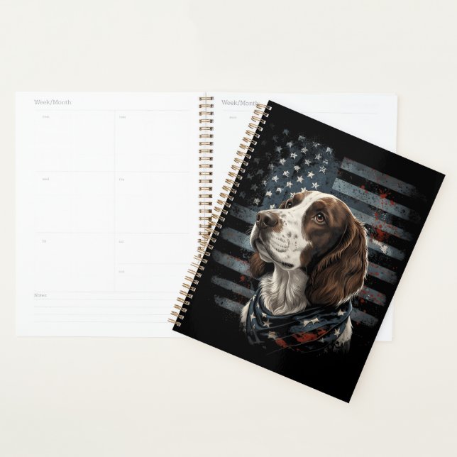 Springer Spaniel Dog American Flag Planner (Display)