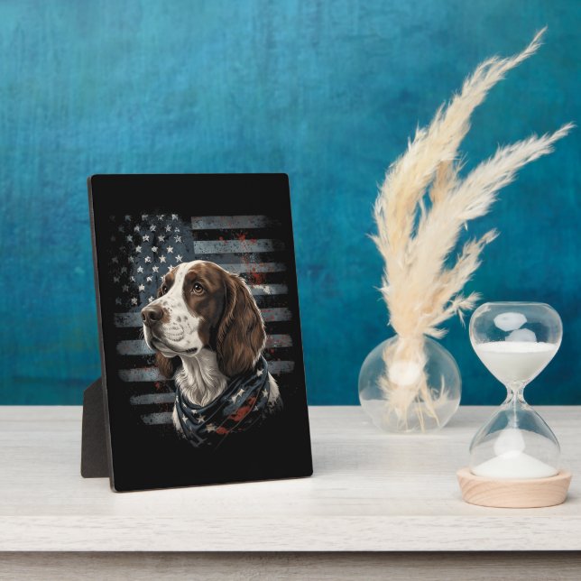 Springer Spaniel Dog American Flag Plaque (Side)