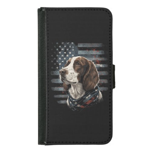 Springer Spaniel Dog American Flag Samsung Galaxy S5 Wallet Case
