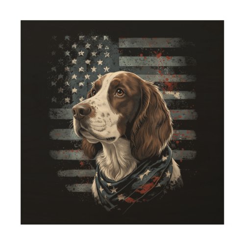 Springer Spaniel Dog American Flag Wood Wall Art