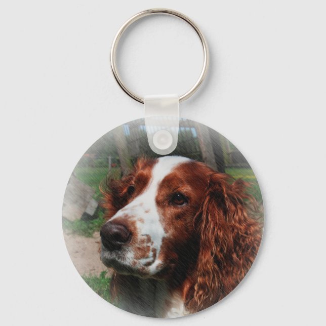 Springer Spaniel Dog Art Keychain (Front)