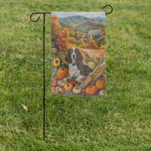 Springer Spaniel Dog Autumn Harvest Thanksgiving Garden Flag