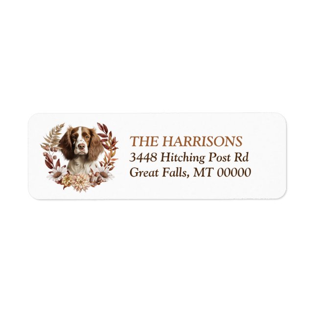 Springer Spaniel Dog Autumn Wreath Label (Front)
