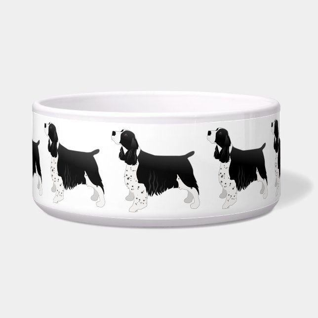 Springer Spaniel Dog Basic Breed Silhouette Black Bowl (Front)