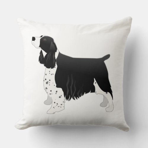 Springer Spaniel Dog Basic Breed Silhouette Black Throw Pillow