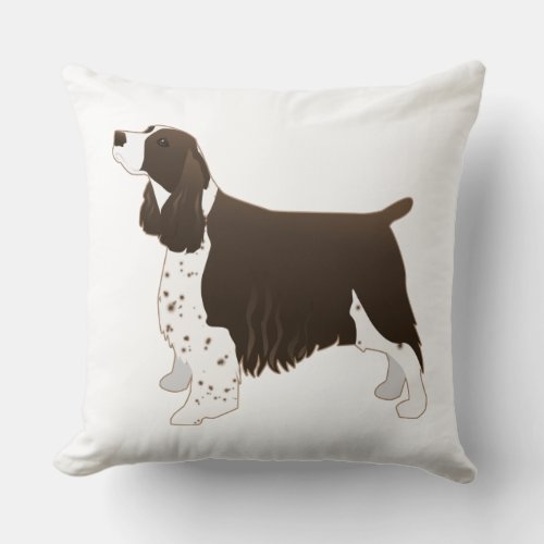 Springer Spaniel Dog Basic Breed Silhouette Brown Throw Pillow