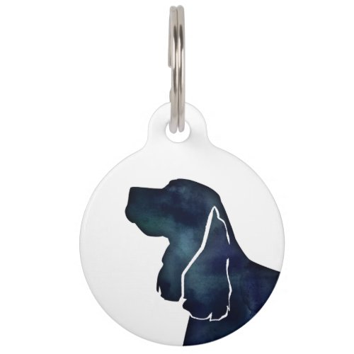 Springer Spaniel Dog Black Watercolor Silhouette Pet ID Tag