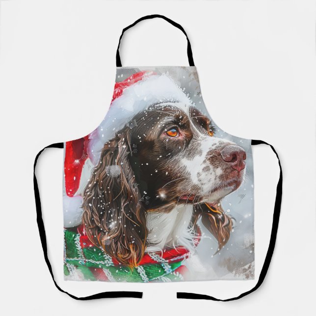 Springer Spaniel Dog Christmas Festive Apron (Front)