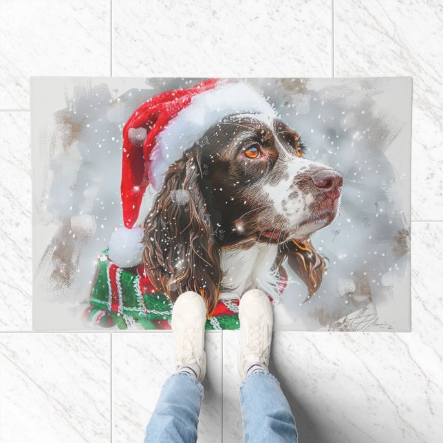 Springer Spaniel Dog Christmas Festive Doormat (Indoor)
