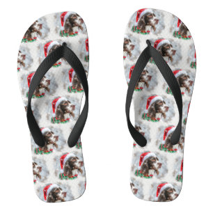 Springer Spaniel Dog Christmas Festive Flip Flops