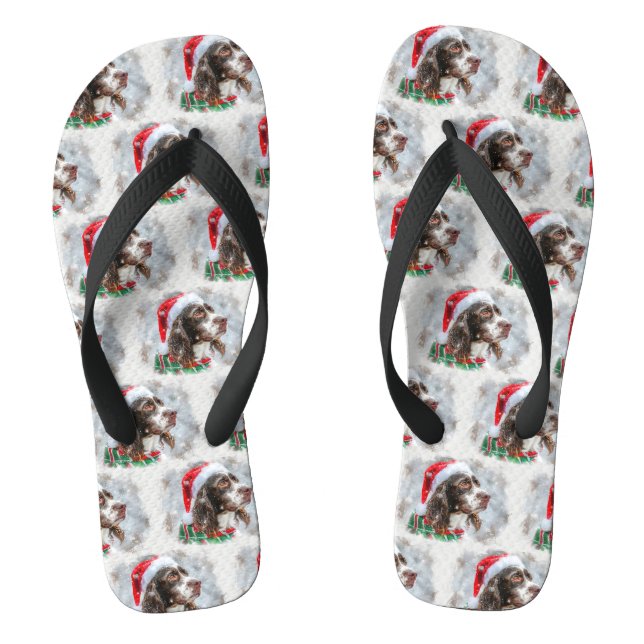 Springer Spaniel Dog Christmas Festive Flip Flops (Footbed)