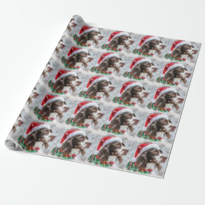 Springer Spaniel Dog Christmas Festive Wrapping Paper