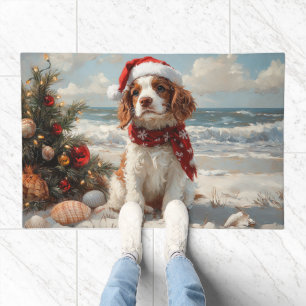 Springer Spaniel Dog Christmas Vintage Beach Doormat