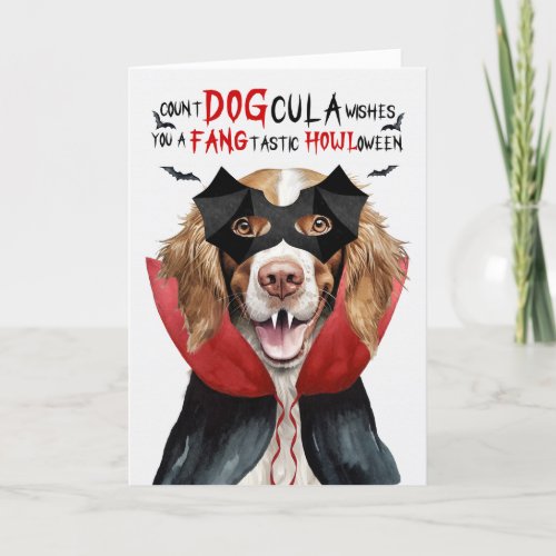 Springer Spaniel Dog Funny Count DOGcula Halloween Holiday Card