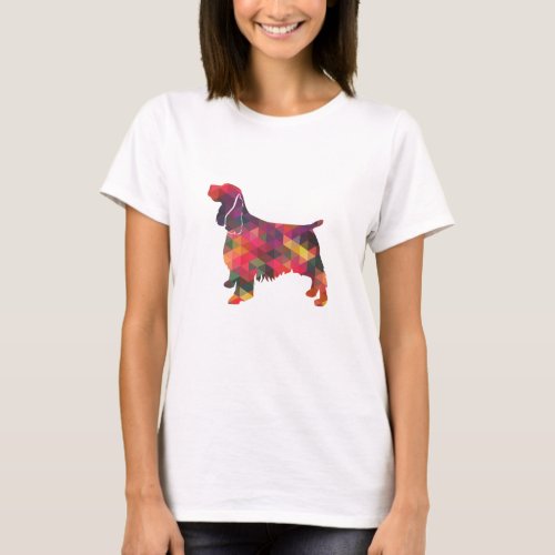 Springer Spaniel Dog Geometric Silhouette Multi T_Shirt