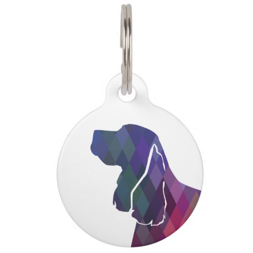 Springer Spaniel Dog Geometric Silhouette Purple Pet Tag