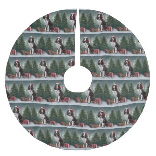 Springer Spaniel Dog in Snow Christmas Brushed Polyester Tree Skirt